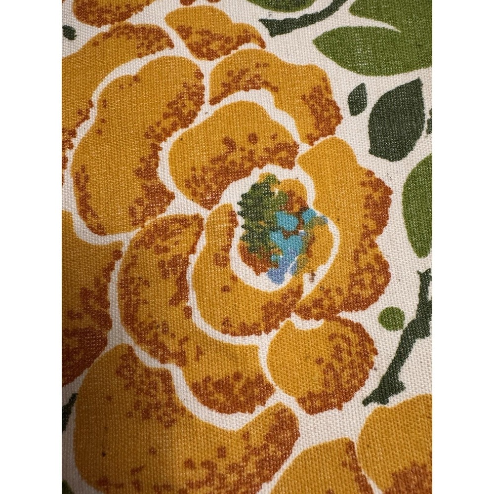 Vintage 1974 Sears‎ Roebuck Yellow Floral Rose Fabric Panel Retro 70s Decor 4YDS - Picture 10 of 12